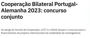 Portugal-Germany Bilateral Cooperation 2023: international researcher mobility projects
